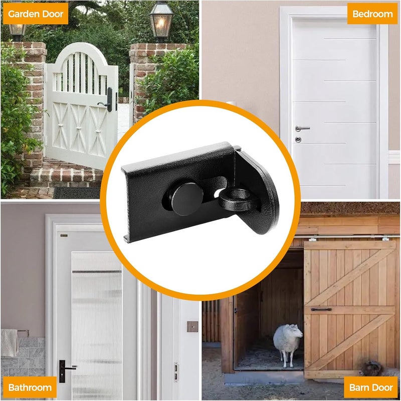 GMSP Sliding Door Lock, 90 Degree Door Hasp Latch Lock, Stainless Steel Security Right Angle Padlock with Screws for Push/Sliding/Barn Doors (2PC, Black) - Image 5